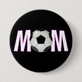 Cute Pink & Black Soccer Mam Button Pin (Voorkant)