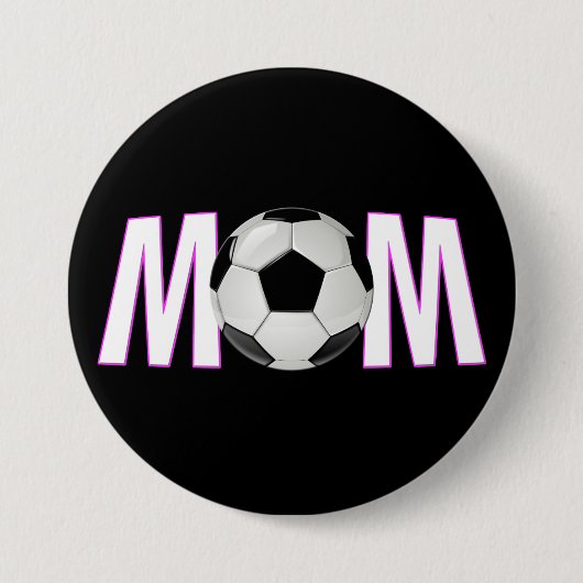 Cute Pink & Black Soccer Mam Button Pin (Voorkant)