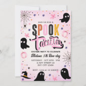 Cute Pink Black Spooktacular Halloween Birthday  Kaart (Voorkant)