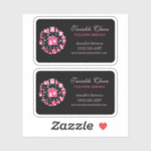 Cute Pink Black Supplies Cleaning Service Business Sticker (Vel)