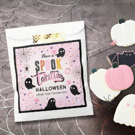 Cute Pink Black Sweet Spooky Halloween Ghost  Bedankzakje