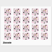 Cute Pink Black Sweet Spooky Halloween Ghost  Vierkante Sticker (Vel)