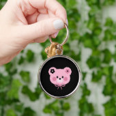 Cute Pink & Black Teddy Bear Keychain (Hand)
