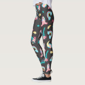 Cute Pink Black Unicorn Rainbow Floral Stars Leggings (Links)