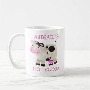 Cute Pink Black White Koe Hot Cocaca Koffiemok