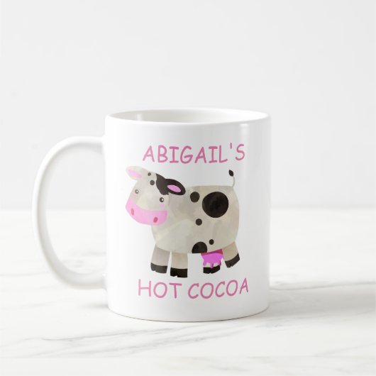 Cute Pink Black White Koe Hot Cocaca Koffiemok (Links)