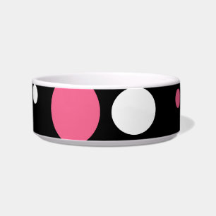 Cute Pink Black White Stripes Polka Dots Pattern Voerbakje