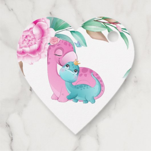 Cute Pink Blauwgroen Dinosaurs Baby shower Dank u  Bedankjes Labels (Achterkant)
