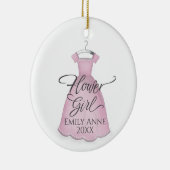 Cute Pink Bloemenmeisje Whimsical Weddenress Keramisch Ornament (Rechts)