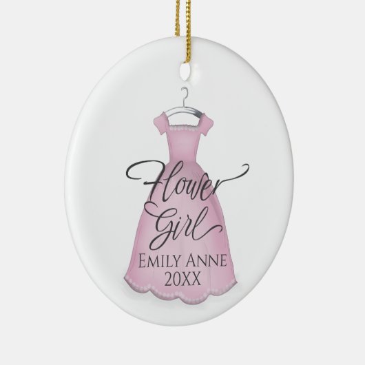 Cute Pink Bloemenmeisje Whimsical Weddenress Keramisch Ornament (Rechts)