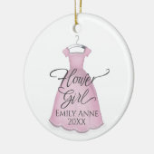 Cute Pink Bloemenmeisje Whimsical Weddenress Keramisch Ornament (Links)