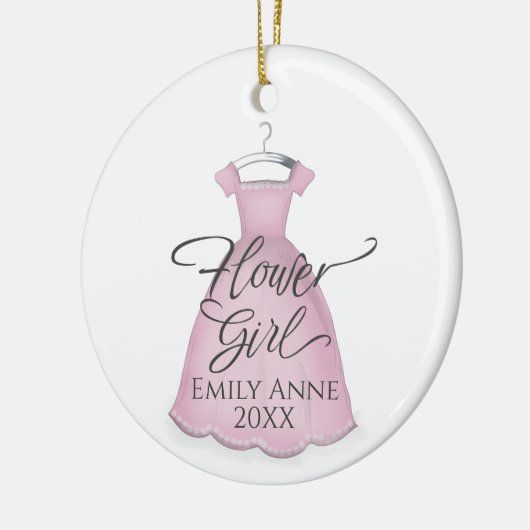 Cute Pink Bloemenmeisje Whimsical Weddenress Keramisch Ornament (Links)