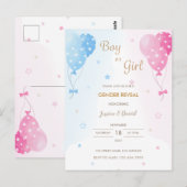 Cute Pink Blue Balloons Boy of Girl Gender onthull Briefkaart (Voorkant / Achterkant)