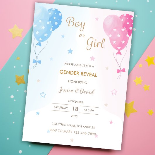 Cute Pink Blue Balloons Boy of Girl Gender onthull Kaart