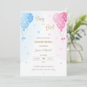 Cute Pink Blue Balloons Boy of Girl Gender onthull Kaart (Staand voorkant)