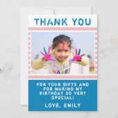 Cute Pink Blue Birthday Bedankt voor je foto-kaart (Voorkant)