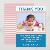 Cute Pink Blue Birthday Bedankt voor je foto-kaart (Voorkant / Achterkant)