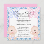 Cute Pink & Blue Butterfly Gender onthullen Invite Kaart (Voorkant / Achterkant)