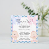 Cute Pink & Blue Butterfly Gender onthullen Invite Kaart (Staand voorkant)