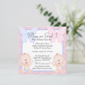 Cute Pink & Blue Butterfly Gender onthullen Invite Kaart (Staand voorkant)