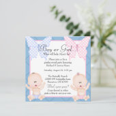 Cute Pink & Blue Butterfly Gender onthullen Invite Kaart (Staand voorkant)