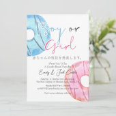 Cute Pink Blue Donuts Boy or Girl Gender Reveal Kaart (Staand voorkant)