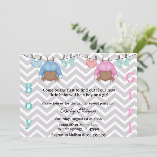 Cute Pink & Blue Gender Release Party Kaart (Staand voorkant)