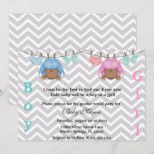 Cute Pink & Blue Gender Release Party Kaart (Voorkant / Achterkant)