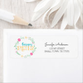 Cute Pink Blue Green Spring Happy Paasadres Etiket (Insitu)