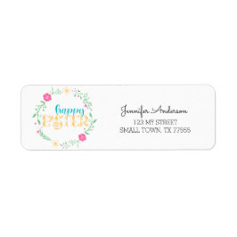Cute Pink Blue Green Spring Happy Paasadres Etiket