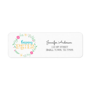 Cute Pink Blue Green Spring Happy Paasadres Etiket