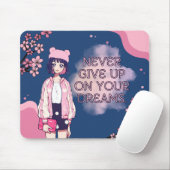 Cute Pink Blue Kawaii Anime Cherry Blossom Girly Muismat (Met muis)