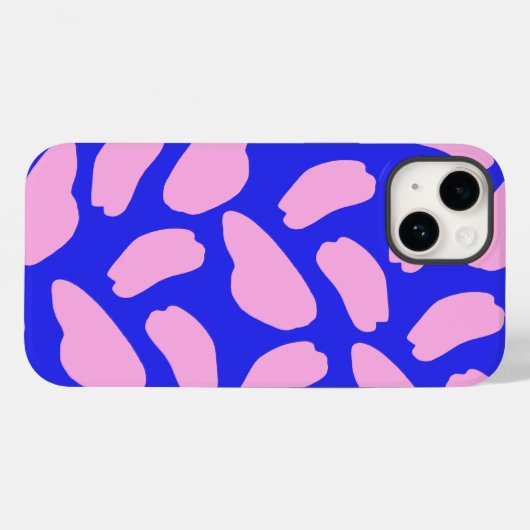 Cute Pink Blue Koe Print Pattern Case-Mate iPhone Case (Achterkant (horizontaal))