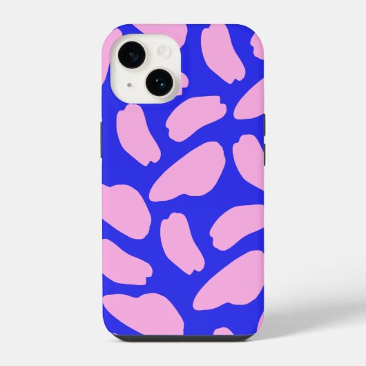Cute Pink Blue Koe Print Pattern iPhone Hoesje (Achterkant)