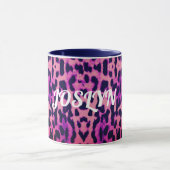 Cute Pink & Blue Leopard Animal Print Name Mok (Midden)