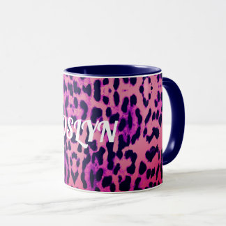 Cute Pink & Blue Leopard Animal Print Name Mok