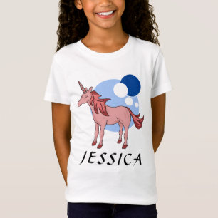 Cute Pink Blue Unicorn Bubbles Girl Name T-Shirt