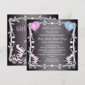 Cute Pink & Blue Zebras Baby Gender Reopenbaart Sh Kaart (Voorkant / Achterkant)