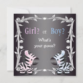 Cute Pink & Blue Zebras Baby Gender Reopenbaart Sh Kaart (Achterkant)