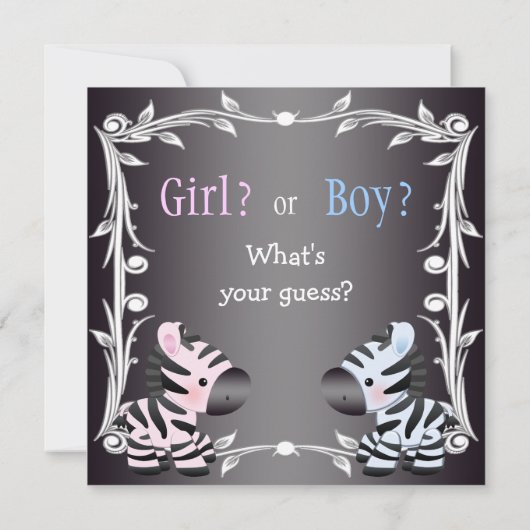 Cute Pink & Blue Zebras Baby Gender Reopenbaart Sh Kaart (Achterkant)