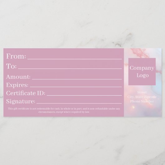 Cute Pink Blush Soft Elegant Gift Certificate Save The Date (Achterkant)