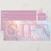 Cute Pink Blush Soft Elegant Gift Certificate Save The Date (Voorkant / Achterkant)