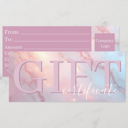 Cute Pink Blush Soft Elegant Gift Certificate Save The Date (Voorkant / Achterkant)