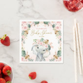 Cute Pink Blush Tropisch Elephant Baby shower Servet (Insitu)