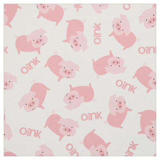 Cute Pink Boerderij Pigs Pattern Stof (Swatch)