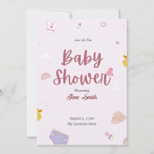 Cute Pink Boho Baby shower Kaart (Voorkant)