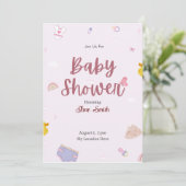 Cute Pink Boho Baby shower Kaart (Staand voorkant)