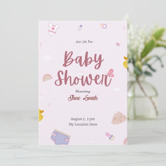 Cute Pink Boho Baby shower Kaart (Staand voorkant)