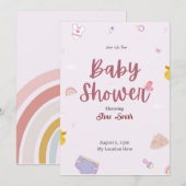 Cute Pink Boho Baby shower Kaart (Voorkant / Achterkant)