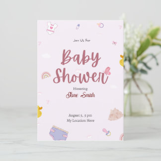 Cute Pink Boho Baby shower Kaart